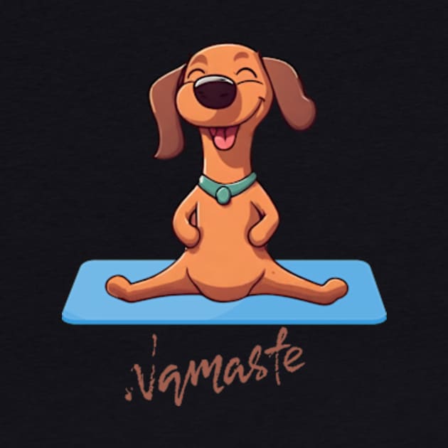 cute wiener dog doing yoga namaste by badrhijri